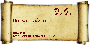 Dunka Iván névjegykártya