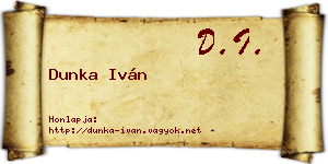 Dunka Iván névjegykártya